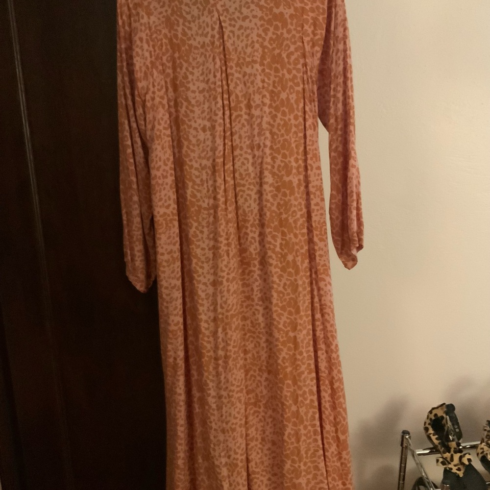 Natalie Martin Orange Pleated Maxi Dress with Bishop Sleeves